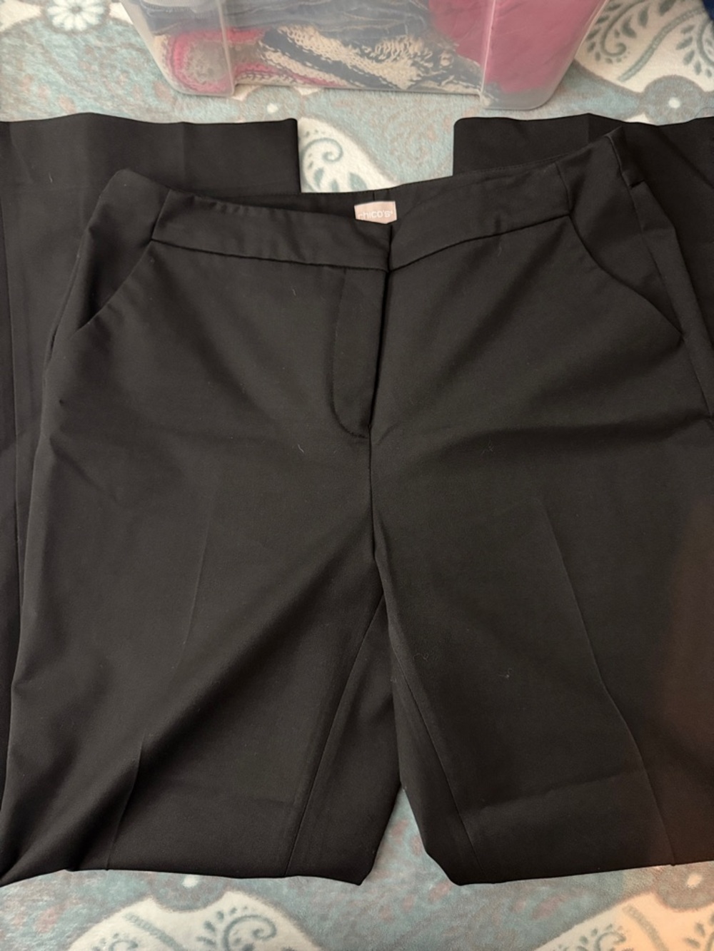 Chico's Black Tailored Straight-Leg Trousers
